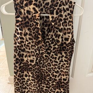 Leopard Print Sleeveless Blouse